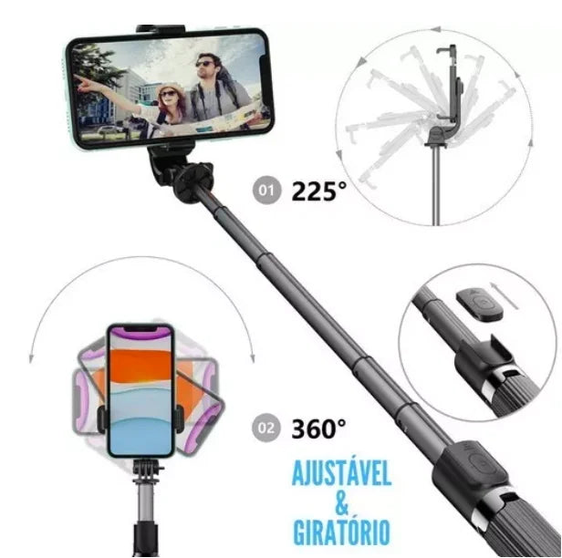 Mini Tripé 360º Bluetooth - SelfieStick™ 3em1  + Brinde Exclusivo