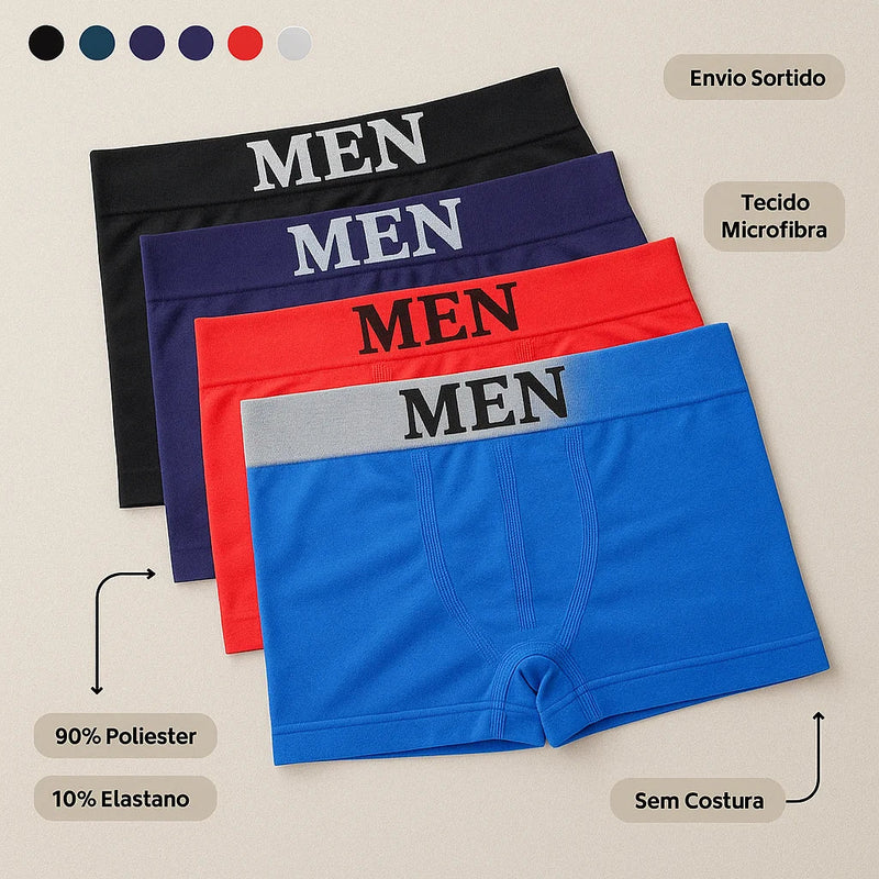 Kit Boxers 4 Cuecas - SlimComfort™ + Brinde Exclusivo