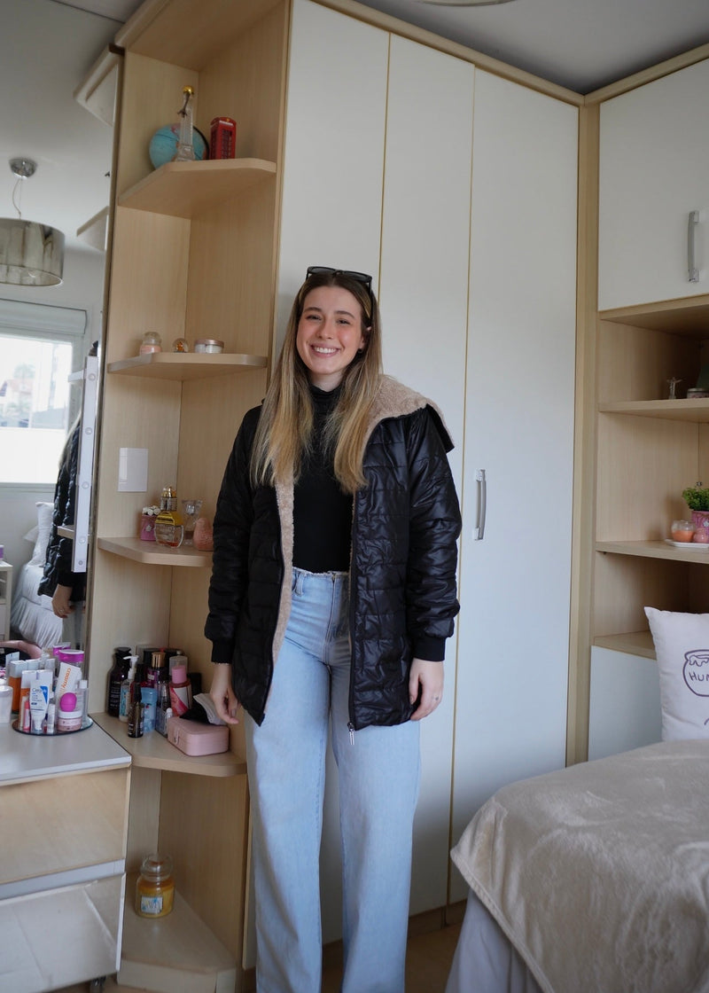 KIT JAQUETA FEMININA PELUCIADA + (MEIA CALÇA DE BRINDE)