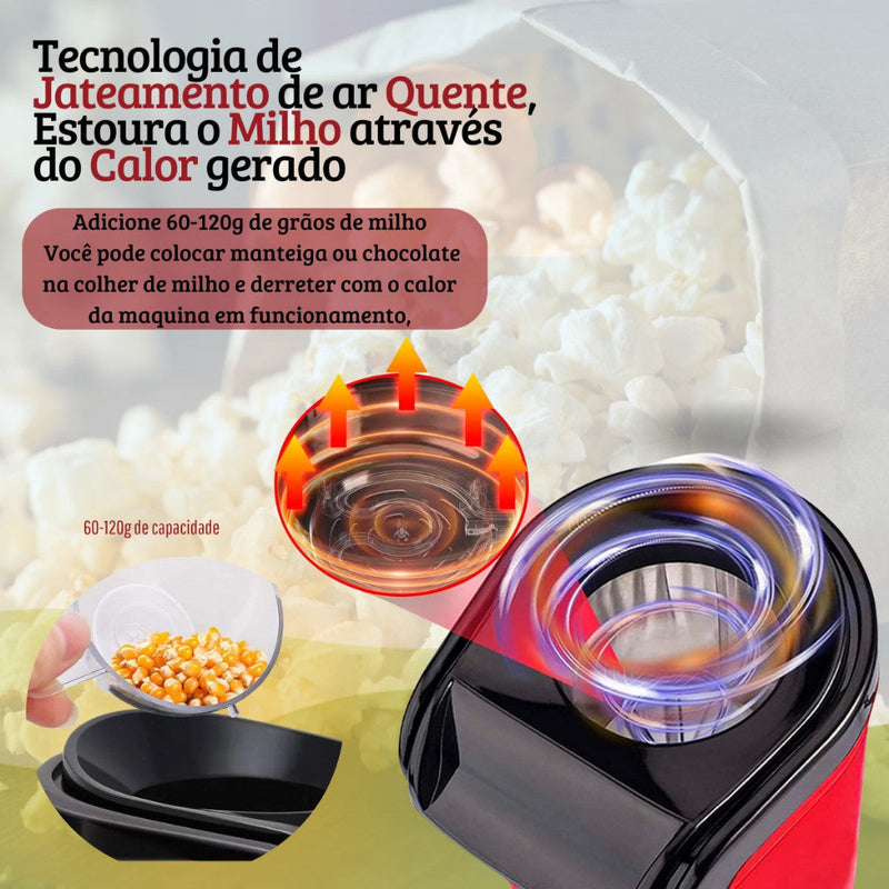 Pipoqueira Elétrica Ar Quente- Máquina de Fazer Pipoca Sem Óleo Minijoy